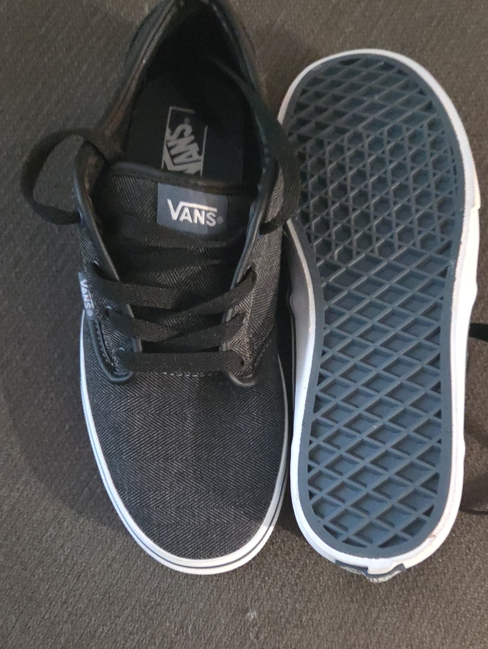 Vans Kids Black Canvas Low-Top Sneakers with White Trim
